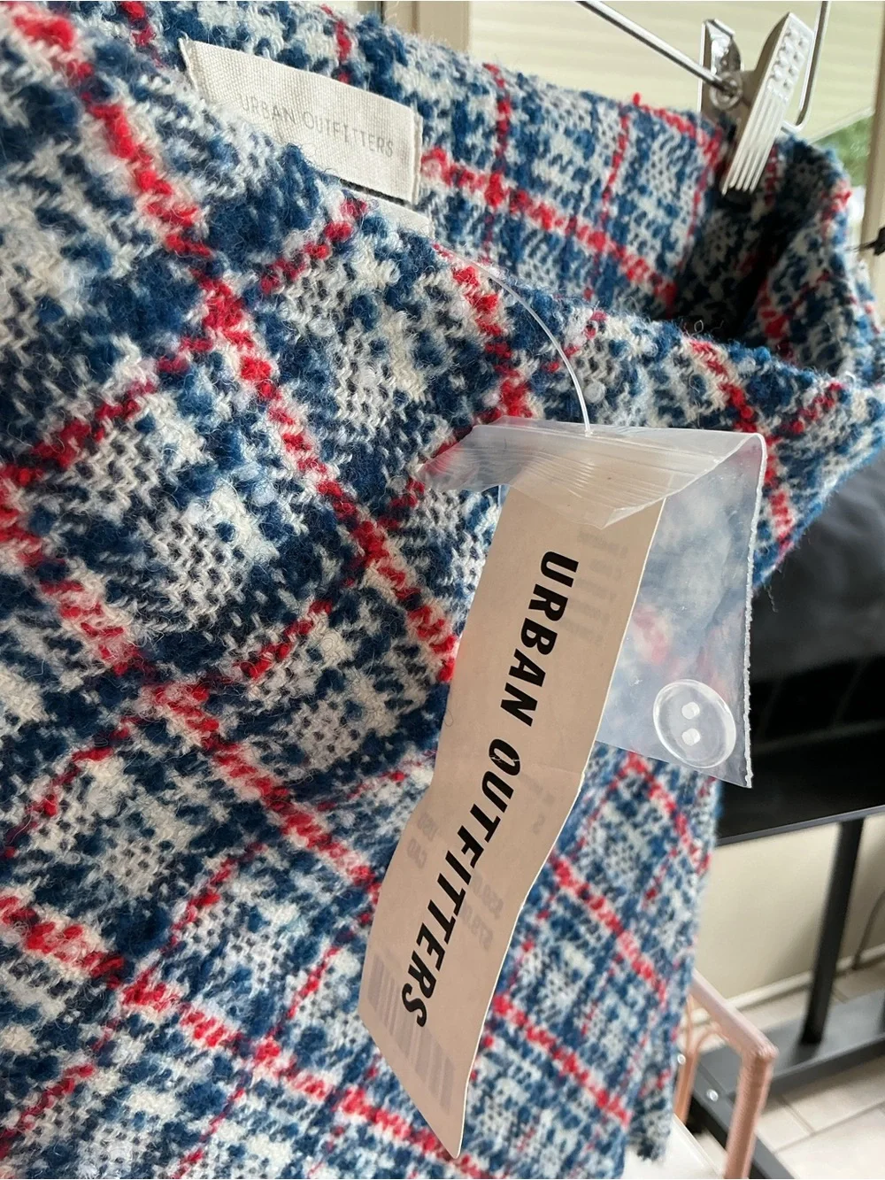 Urban Outfitters Pink and Blue Plaid Wrap Mini Skirt